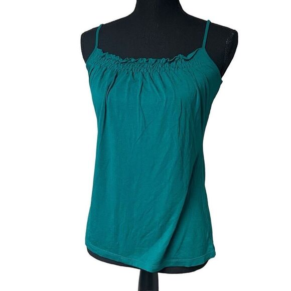 Ann Taylor Green Shirred Cami MI0185 - Picture 1 of 6